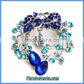 Fashion Women's Blue Color Diamante Brooches Wholesale PFB-W027