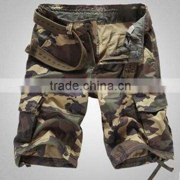 2015 latest design high quality heavy cotton camo printed cargo shorts for mens