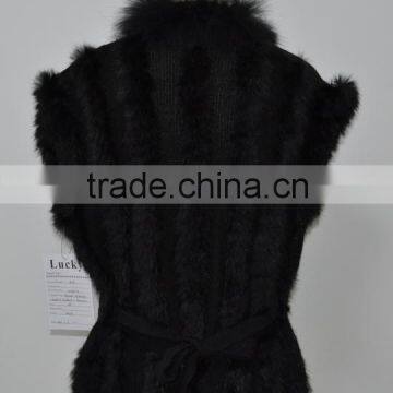 Women Fashion Knitted Real Raccoon Fur Vest LK16F013 photo-2