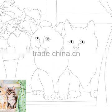 ROSA Talent Cotton Canvas Panel with Outline "Animals 1", 30x40cm