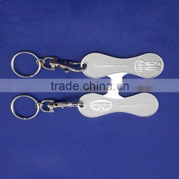 shiny logo stainless steel Euro coin shopping card bottle opener trolley coin