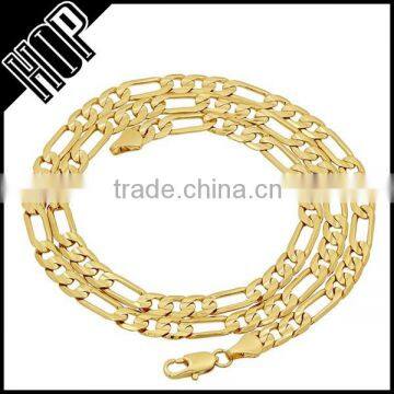 5mm Gold Plated Flat Figaro Link Chain Necklace