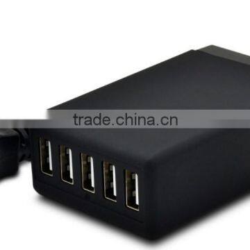 40W 5V8A 5 Port Multiple USB Smart Charger Multi Travel Power Adapter for USB-Charged Devices(Black)