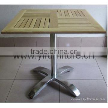 cheap aluminum base teak wood square table YT23