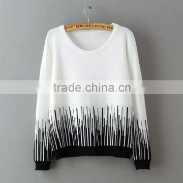 Long sleeve round collar thin sweater irregular stripe render straight sweater                        
                                                Quality Choice