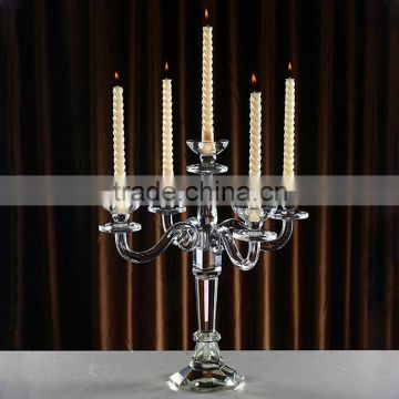 20 inch high long stem floor standing crystal glass candle holder