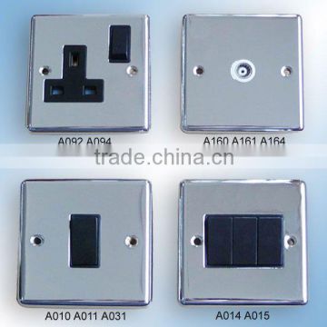 A092 A160 A031 A015 polished stainless Chrome Electric Wall Switch Socket