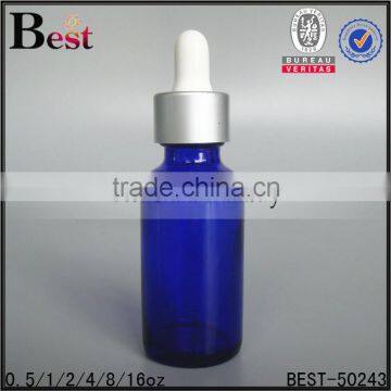 0.5/1/2/4/8/16oz blue oil bottle dropper oil bottle silver dropper