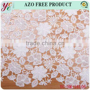 Beautiful fashion white warious flowers ornament design lace embroidery fabric for wedding dress