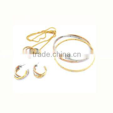 Classical design gold jewelry sets gold plated jewelry sets italian gold jewelry sets three rings gold and rose gold (LS6184)