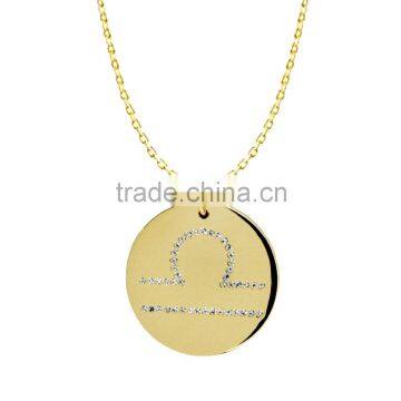 925 Silver/Brass Pandents Rose Gold/Yellow/Silver Plated With Genuine Crystal Customize Design 'Horoscope' for 'Libra' photo-2