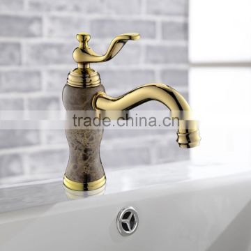 Deck Mounted Golden Hot and Cold Basin Mixer with CUPC and UPC Water Supply BNF037