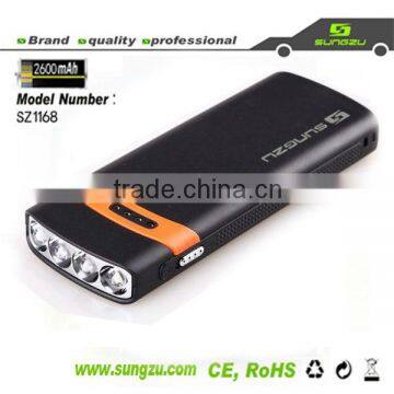 utility Sungzu factory 2600mah power bank with LED light