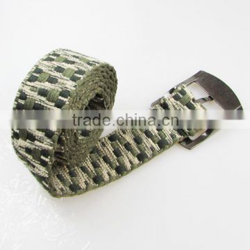 camouflage color solid woven cotton belt with pin buckle