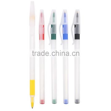 Cheapest Transparent white body promotional ball pen with cap