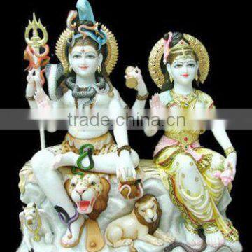 Shiva Parvati Marble Statue