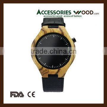 Wholesale Japan movement leather and wood watch water resistant custom logo wooden watch with case