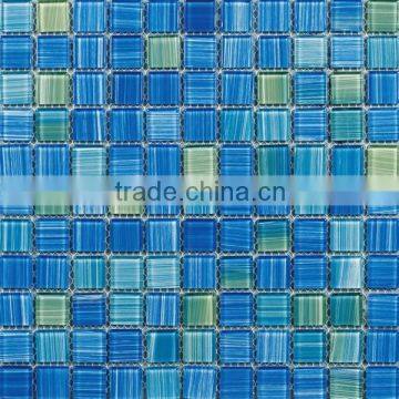 Blue color square glass mosaic tlie for swimming pool (PMC254017)