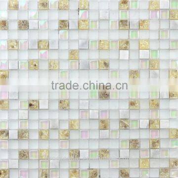 new style interior decoration resin mosaic tiles on mesh(PM15478)