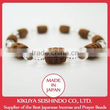 Sandalwood Prayer Beads, with Heart Sutra, Sandalwood and Crystal Beads, Buddhist Prayer Bracelet, Power Bracelet