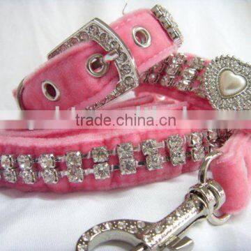 Velvet crystal pet collar&leash