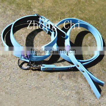 Latest trend fine leather double secure pet collar matched with leash