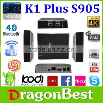 2016 china manufacturer K1 Plus S905 With Best Cpu 1G8G Android 5.1.1 Tv Box sunsat mx9 Support Order Sample Test And Discount