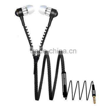 Colourful metal zipper earphone wholesale for iphone 5 6 with mic, earbuds for iphone 6 zipper earphone