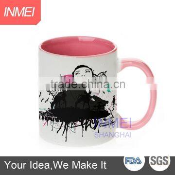 color inside and handle cup sublimation ceramic cup