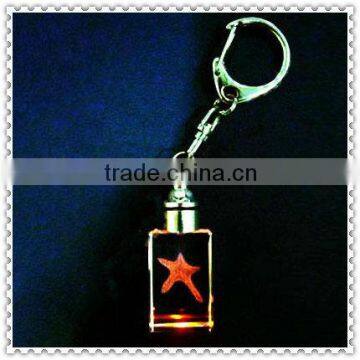 3D LED Customized Star Crystal Keychain For Holiday Souvenior