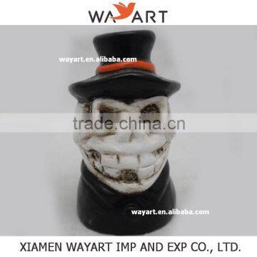 Wholesale Decor Art Gift Halloween Resin animal Skull With Hat Halloween decoration