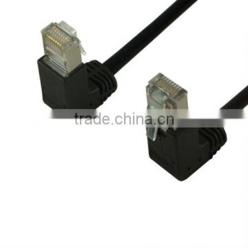 CAT5e FTP Patch Cord 90 Degree Down to 90 Degree Up Black cable