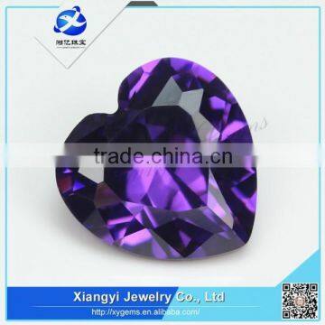 Alibaba china products amethyst colored heart shape machine cut cz gem stone