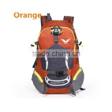 orange camping backpack with customer's design