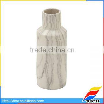 Custom White Marbled Glaze Matte Finish Ceramic Flower Vase