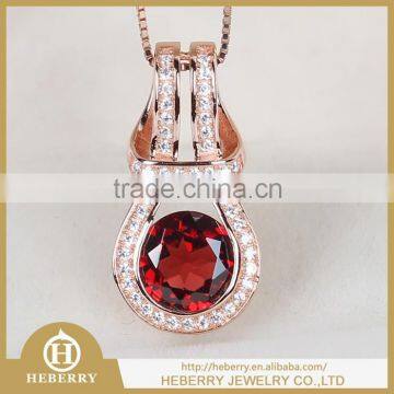 Sterling Silver Hot Sale Fashion Women Garnet Crystal Pendant For Necklace