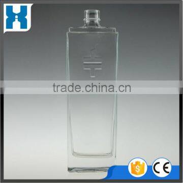 750ML SQUARE FLAT CLEAR GLASS BOTTLE FOR WHISKY