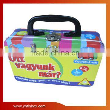 Tin box with handle