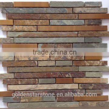 most popular europe product rusty stone mosaic interior decoration