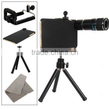 F2.0 12X Zoom Camera Lens W/ Back Case & Mini Tripod For iPhone6 Plus/iPhone6S Plus