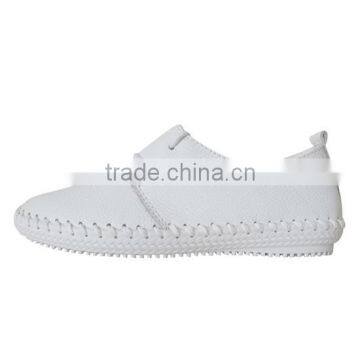 OEM hand made shoes with mark thread decoration,pure white shoes,white nursing shoes