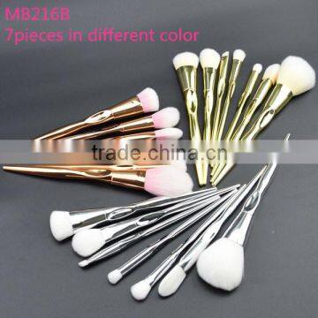 New arrival ! 7pcs shiny colorful handle synthetic hair cosmetics makeup brushes multi-purpose make up brushes set