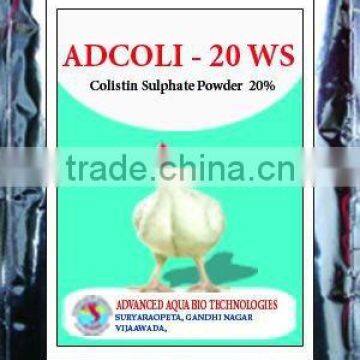 Adcoli-20WS-Colistin sulphate feed supplement for Poultry.