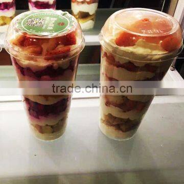 Round Lid Disposable Ice Cream Plastic Cup