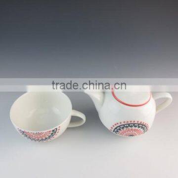 2015 New AB Grade Factory 2 Pcs Ceramic Teapot With Cup Set Embossing Microwave Safe photo-3