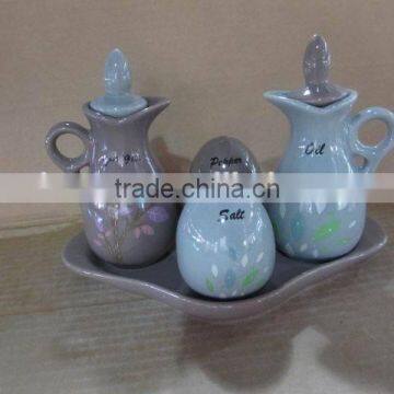 ceramic kitchen oil and vinegar bottle salt pepper set