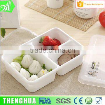 3-compartment Plastic Bento Lunch Box Food Container For Microwave Oven