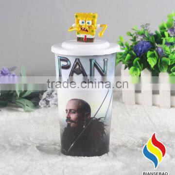BPA Free Customized Made pp Plastic Cup With Top Figurine