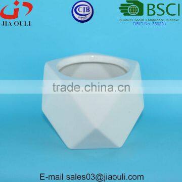 Modern Style Geometry Glazed White Ceramic Flower Plant Pot photo-5
