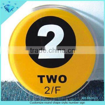 Customize round shape acrylic number sign